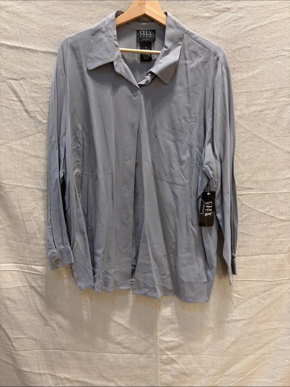 CITY SELECTION Men's Light Blue Casual Button-Down Shirt
